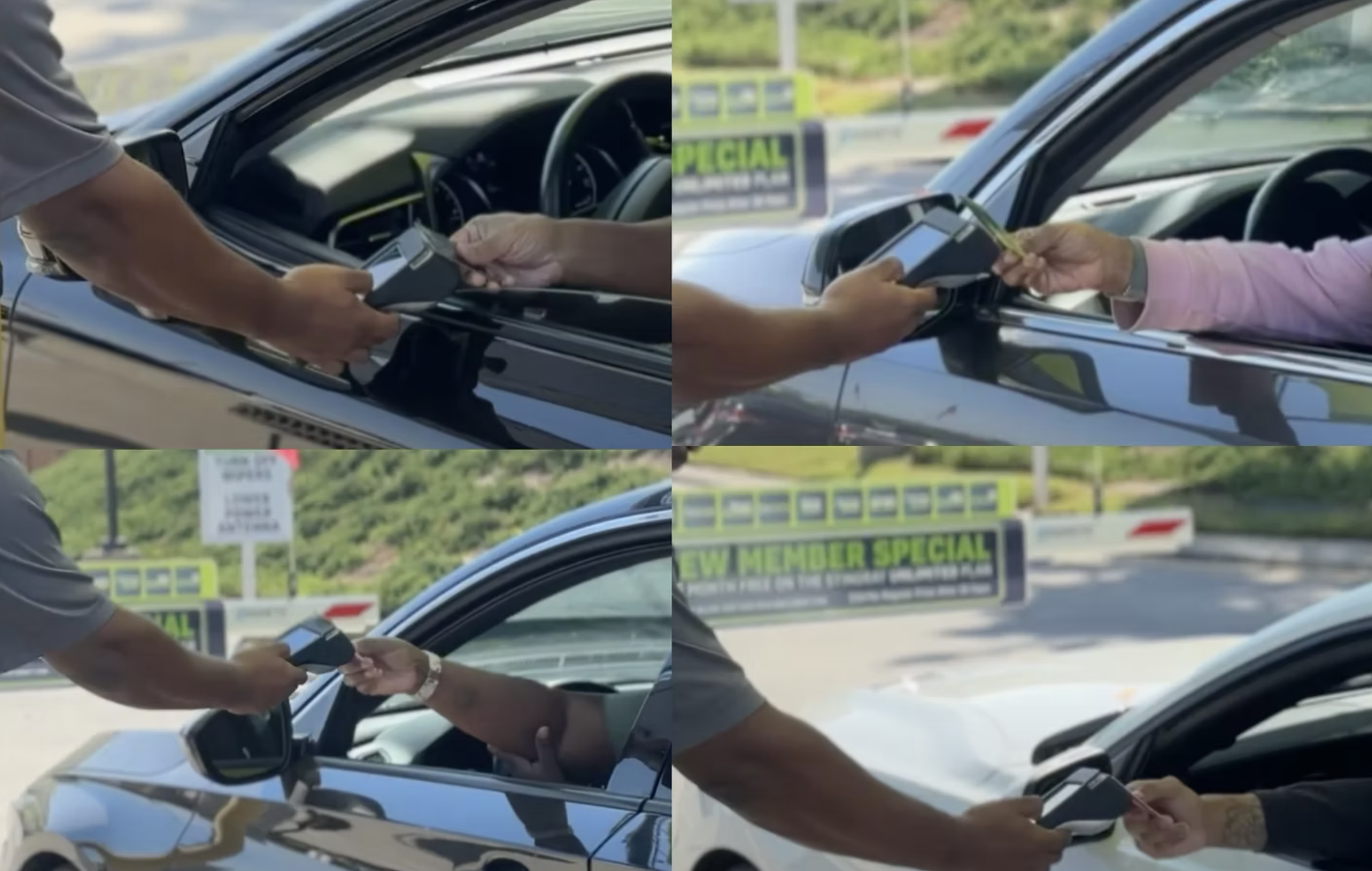 Car wash staff using tablets to serve customers in vehicles