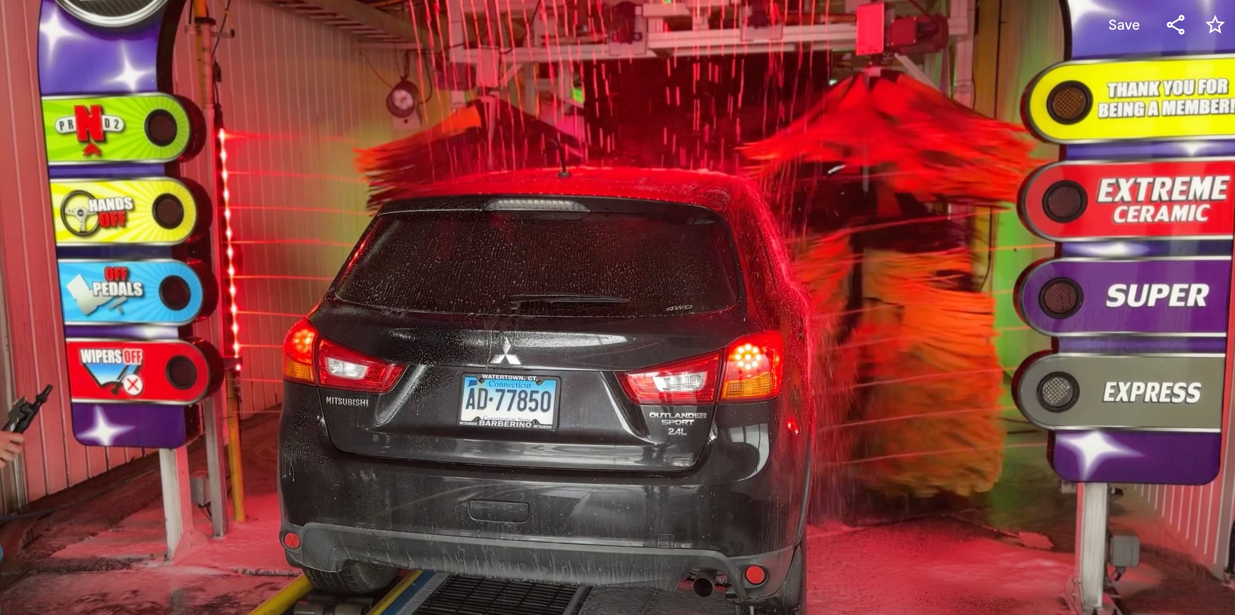 FlexWash License Plate Recognition - Car Going Through Automated Car Wash Tunnel